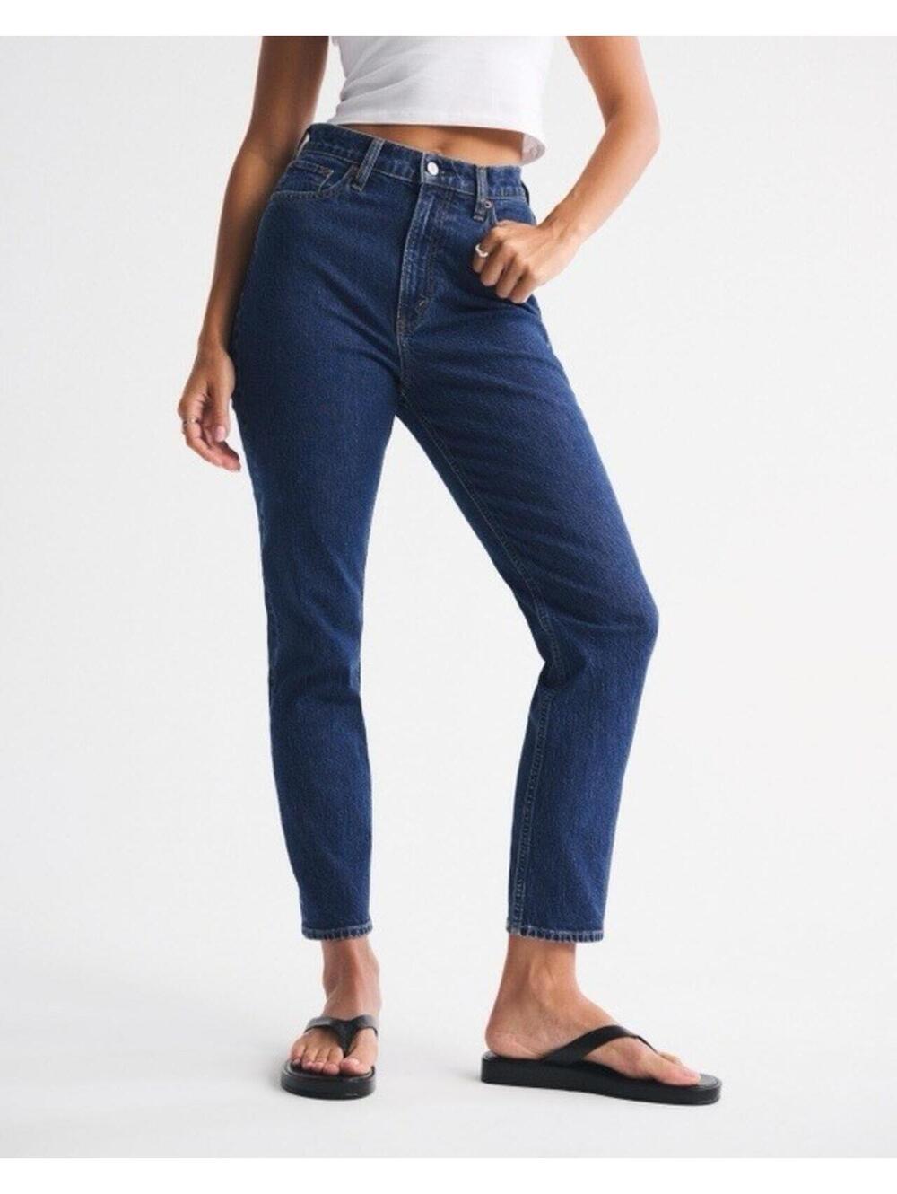 Abercrombie Curve Love Ultra High Rise Ankle Straight Jeans 26 Dark Wash